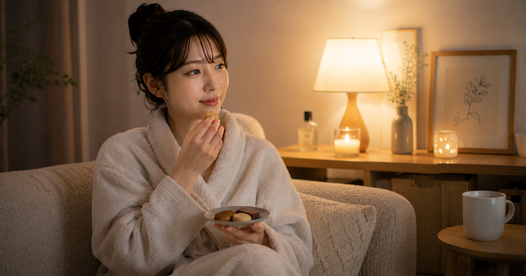  夜のお菓子を、半分だけにしてみた